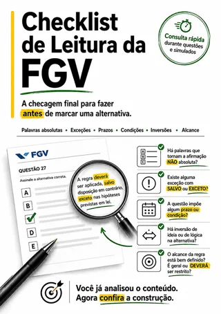 Capa do bônus Checklist de Leitura de Questões FGV